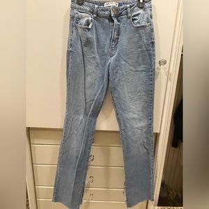 Zara denim, high waisted, slit flare